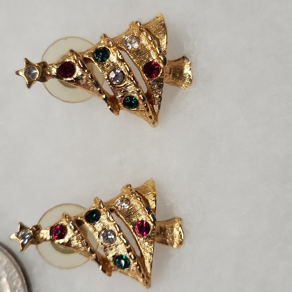 🎄 Beautiful Vintage Gold Christmas Tree Earrings 🎄